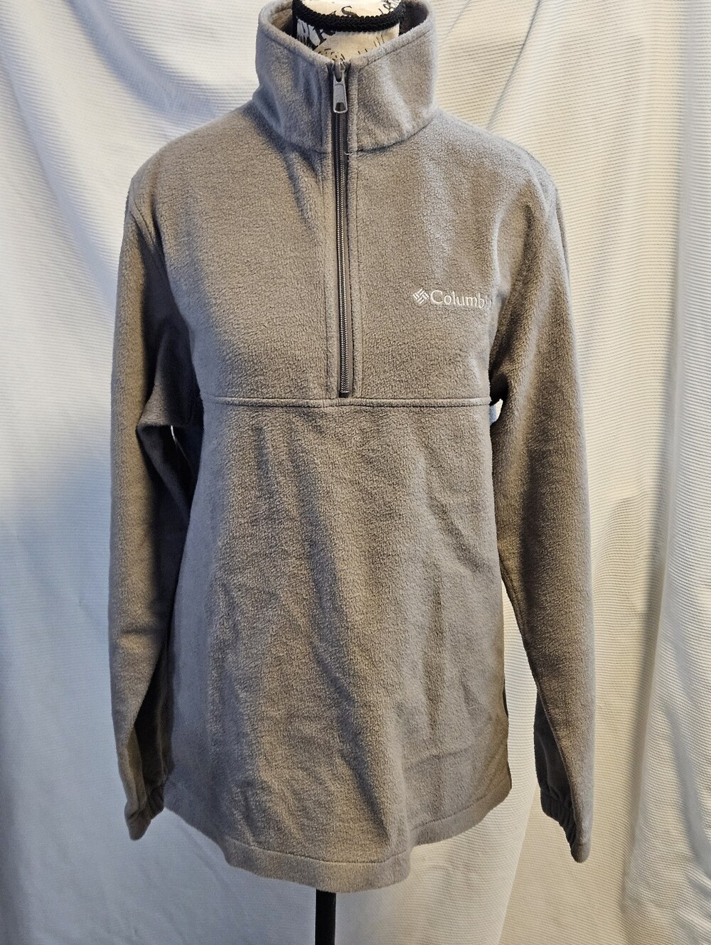 Columbia Womens Small Grey Omni Heat Thermal Fleece 1/2 Zip Pullover Sweater